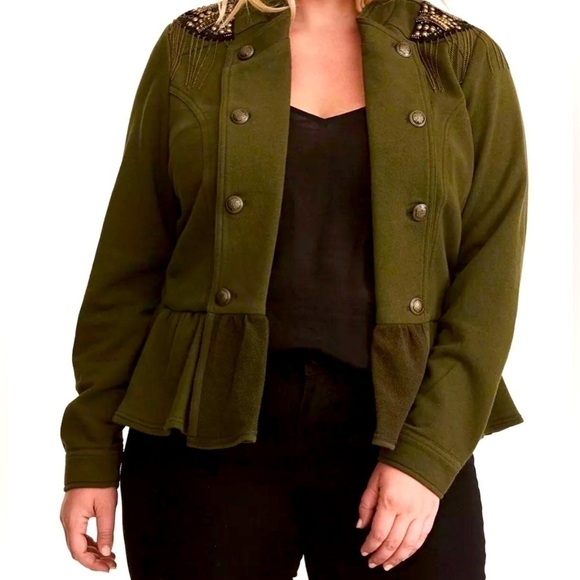 torrid Jackets & Blazers - NWT TORRID | Military Olive Green Embellished‎ Jacket 14/16 100% Cotton utility